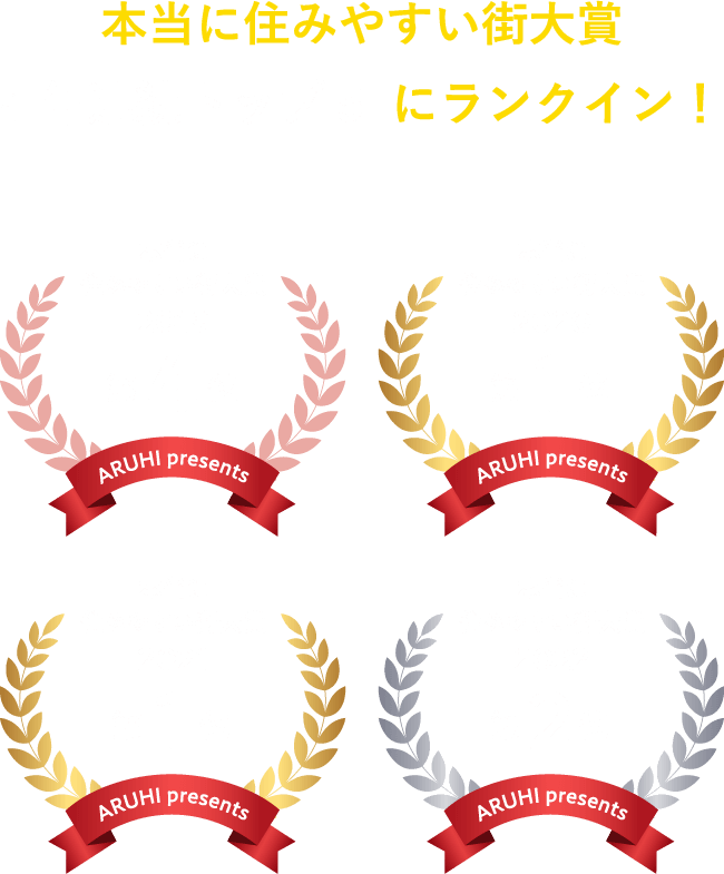 本当に住みやすい街大賞  4年連続トップ5  にランクイン！